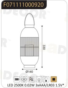 Φανάρι LED Με Μπαταρία Aca Nougat F0711110 Brown Antique
