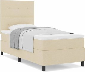 vidaXL Κρεβάτι με ελατήρια με στρώμα Κρεμ 100 x 200 cm ύφασμα