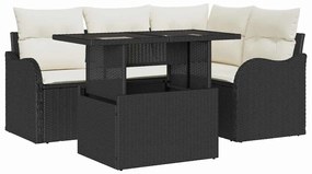vidaXL Σετ Εξωτερικής Τραπέζης με μαξιλάρι 5 pcs Μαύρο Πολυ ράταν