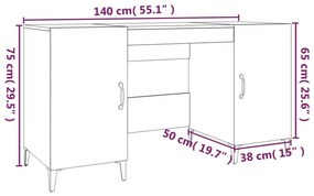 Γραφείο Γκρι Σκυροδέματος 140x50x75 εκ. Επεξεργασμένο Ξύλο - Γκρι