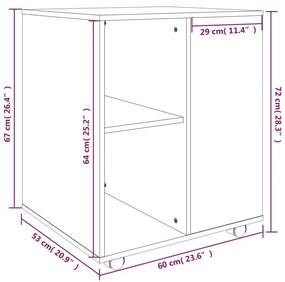 Ντουλάπι Με Ροδάκια Καπνιστή Δρυς 60x53x72 εκ. Επεξεργ. Ξύλο - Καφέ