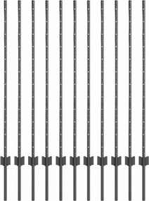 vidaXL Στύλος Περιφράξεων 11 pcs Γκρι 120 cm Ατσάλι