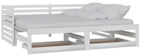 vidaXL Καναπές Κρεβάτι Συρόμενος Λευκός 2x(90x200) εκ. Ξύλο Πεύκου