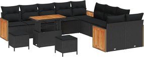 vidaXL Σετ Καναπέ Κήπου με μαξιλάρι 13 pcs Μαύρο