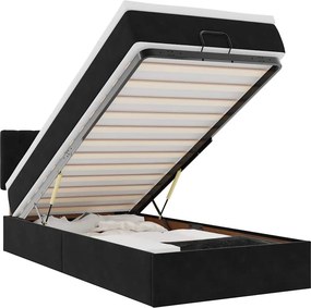 vidaXL Οθωμανικό κρεβάτι με στρώμα Μαύρο 90x200cm Velvet