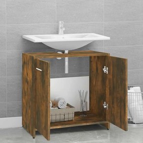 vidaXL Ντουλάπι Μπάνιου Καπνιστή Δρυς 60x33x60 εκ. Επεξεργασμένο Ξύλο