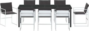 vidaXL Σέτ φαγητού για κήπο 9 pcs Λευκό 200 x 80 x 73 εκ