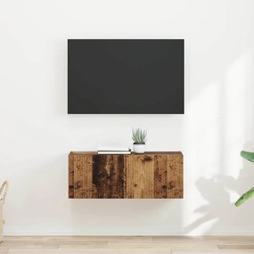 vidaXL Ντουλάπι Τηλεόρασης Τοίχου 2 pcs Παλιό Ξύλο Επεξεργασμένο Ξύλο