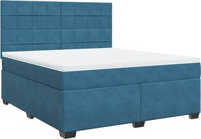 vidaXL Κρεβάτι Boxspring με Στρώμα Μπλε 180x200 εκ. Βελούδινο