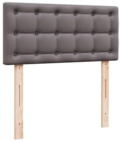 vidaXL Κρεβάτι Boxspring με Στρώμα Γκρι 90x200 εκ. από Συνθετικό Δέρμα