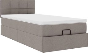 vidaXL Οθωμανικό κρεβάτι με στρώμα Taupe 90x190cm ύφασμα