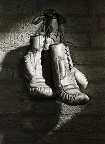 Φωτογραφία BOXING GLOVES HANGING FROM NAIL (B&W), Ray Massey