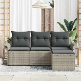 vidaXL Σετ Καναπέ με μαξιλάρι 4 pcs Γκρι συνθετικό ρατάν
