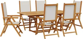 vidaXL Σετ Τραπεζαρίας Κήπου 7 τεμ. Κρεμ Ύφασμα/Μασίφ Πεύκου