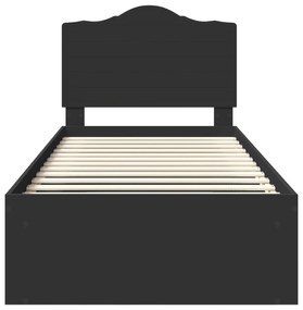 vidaXL Σκελετός Κρεβατιού Μαύρο 90 x 190 cm Στερεά ξυλεία πεύκου