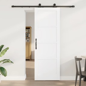vidaXL Συρόμενη Πόρτα  με Σετ Υλικών Λευκή 73.5x211 εκ Στερεό Ξύλο Πεύκου