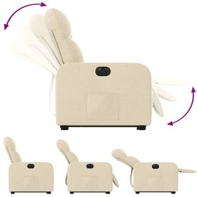 vidaXL Πολυθρόνα Ηλεκ. Ανακλινόμενη με Ανύψωση Κρεμ Υφασμάτινη