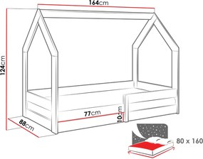 Κρεβάτι παιδικό Pola -Gkri - 164.00Χ88.00Χ124.00cm