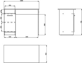 Γραφείο Rey Λευκό 100x50x74,5 εκ. 100x50x74.5 εκ.