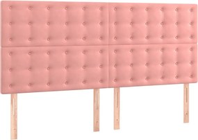 vidaXL Κρεβάτι Boxspring με Στρώμα Ροζ 200x200 εκ. Βελούδινο