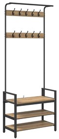 vidaXL Κρεμάστρα artisan δρυς 75 x 34 x 184 εκ Επεξεργασμένο ξύλο