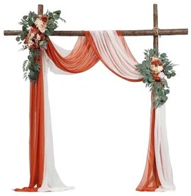 VEVOR Artificial Wedding Arch Flowers Kit Orange With 2 Pcs Flowers 2 Pcs Drapes
