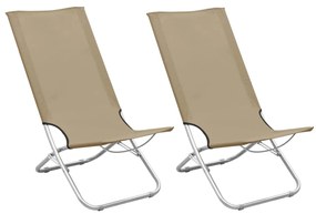 vidaXL Καρέκλες Παραλίας Πτυσσόμενες 2 τεμ. Taupe Υφασμάτινες