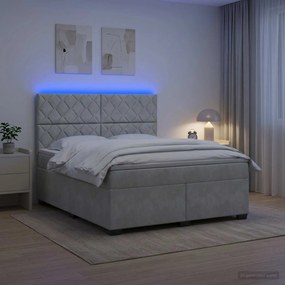 vidaXL Κρεβάτι box spring με στρώμα Ανοιχτό γκρι 180 x 200 cm Βελούδο