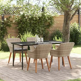 vidaXL Σετ τραπεζαρίας 5 pcs Ανοιχτό γκρι Πολυ ράταν