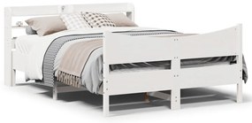 vidaXL Πλαίσιο Κρεβατιού με Κεφαλάρι Λευκό 140x200 εκ. από Μασίφ Πεύκο