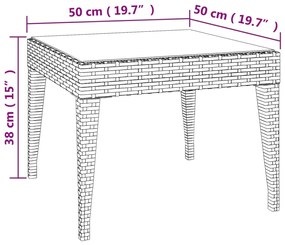 vidaXL Βοηθητικό Τραπεζάκι Καφέ 50x50x38 εκ. Συνθ. Ρατάν/ Ψημένο Γυαλί