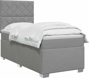 vidaXL Κρεβάτι box spring με στρώμα Ανοιχτό γκρι 90 x 190 cm Ύφασμα