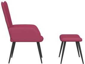 vidaXL Πολυθρόνα Relax Μπορντό Βελούδινη με Σκαμπό