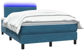 Κρεβάτι Boxspring με Στρώμα Σκούρο Μπλε 120x210 εκ. Βελούδινο - Μπλε