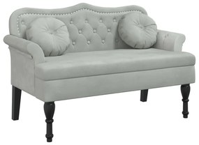 vidaXL Παγκάκι με Μαξιλάρια Ανοιχτό Γκρι 120,5 x 65 x 75 εκ. Βελούδινο