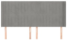 Κεφαλάρι με Πτερύγια Ανοιχτό Γκρι 183x16x118/128 εκ. Βελούδινο - Γκρι