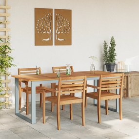 vidaXL Υπαίθριο Τραπέζι Φαγητού Γκρι 200x90x75 εκ. Χάλυβας και Σολοιδικό Ξύλο Ακακίας