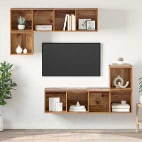 vidaXL Σετ επίπλου τηλεόρασης 4 pcs Παλιό ξύλο 37 x 37 x 142.5 εκ