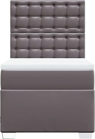 vidaXL Κρεβάτι Boxspring με Στρώμα Γκρι 100x200εκ. από Συνθετικό Δέρμα
