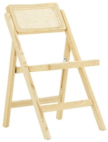 Καρέκλα Yoko πτυσσόμενη μπεζ pvc rattan-φυσικό πόδι 45x54x81 εκ.