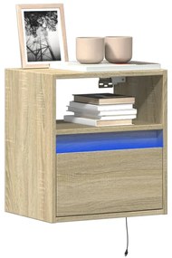 Έπιπλα Τοίχου Τηλ. με LED 2 Τεμ. Sonoma Δρυς 41x31x45 εκ.