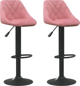 vidaXL Σκαμπό Μπαρ 2 τεμ. Ροζ Βελούδινα