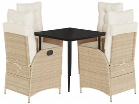 Σετ Τραπεζαρίας Κήπου 5 τεμ. Μπεζ Συνθετικό Ρατάν με Μαξιλάρι 3213236