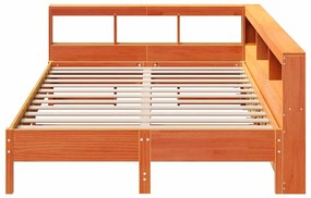 Κρεβάτι Βιβλιοθήκη Χωρίς Στρώμα 140x200 εκ Μασίφ Ξύλο Πεύκου - Καφέ