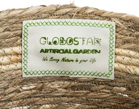 GloboStar® Artificial Garden NAXOS 20333 Διακοσμητικό Πλεκτό Καλάθι - Κασπώ Γλάστρα - Flower Pot Μπεζ με Καφέ Φ30cm x Υ26cm