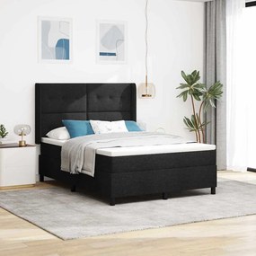 vidaXL LED Κρεβάτι με βάθρο με στρώμα Μαύρο 140 x 200 cm ύφασμα