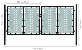vidaXL Πόρτα με Μονή Πόρτα Μαύρη 300x125 εκ.