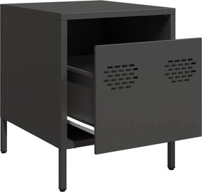 vidaXL Κομοδίνα 2 τεμ. Μαύρο 35x39x43,5 εκ. από Χάλυβα