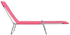 vidaXL Ξαπλώστρες Πτυσσόμενες 2 τεμ. Ροζ από Ατσάλι / Ύφασμα