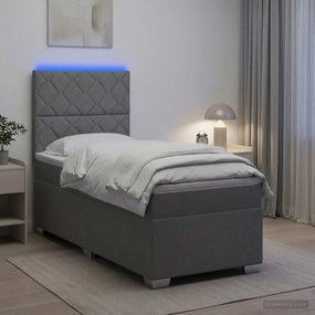 vidaXL Κρεβάτι box spring με στρώμα Ανοιχτό γκρι 90 x 190 cm Ύφασμα